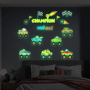 Stickers muraux fluorescents camions monstres animaux pour déco chambre d'enfant