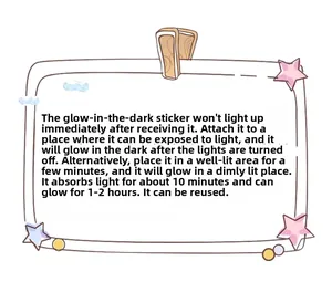 Instructions pour stickers muraux lumineux détaillant l'absorption de lumière et l'éclat