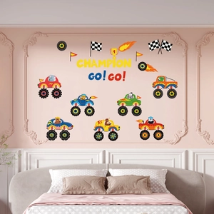 Stickers muraux camions monstres brillent dans le noir En PVC avec effet lumineux pour chambre enfant et décoration de course