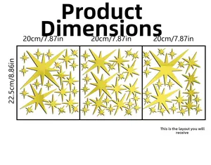 Schéma de dimensions pour stickers muraux étoiles dorées en acrylique, taille 20x22,5 cm