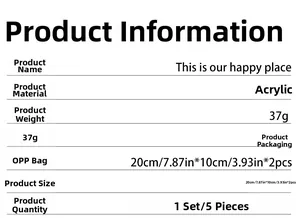 Détail des spécifications du kit sticker mural acrylique This is our happy place texte