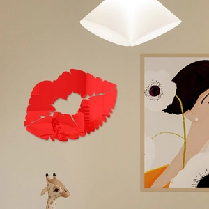Sticker Mural Miroir en Acrylique Forme de Lèvre 3D Auto-adhésif pour Chambre Salon Romantique Moderne Décoration Murale de Maison