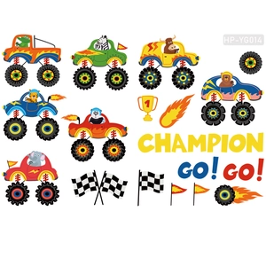 Stickers muraux lumineux de camions monstres d'animaux pour décoration de chambre