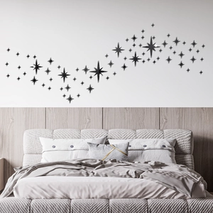 Stickers muraux étoiles 3D en acrylique noir miroir pour décoration de chambre