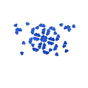 Blue acrylic heart mirror wall stickers arranged in a creative clover pattern for home decor