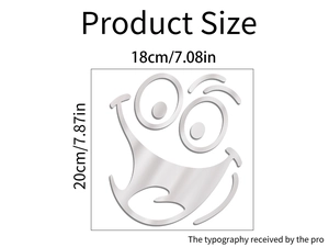 Detailed dimension guide for silver mirror acrylic smiley face wall decal for room decor