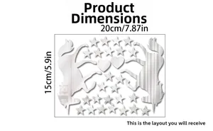 Detailed size chart for mirror acrylic wall stickers with horse and star patterns