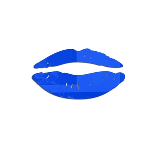 Macro shot of a royal blue lip-shaped acrylic mirror wall sticker with reflective finish
