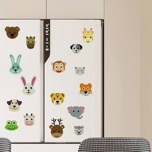 Lot de 15 autocollants muraux phosphorescents avec têtes d'animaux mignons pour enfants