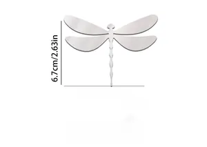 Détail de sticker mural libellule miroir 3D, largeur 8,2cm et ensemble de 10 pièces
