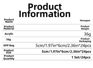 Especificaciones de pegatinas de pared de espejo hexagonal, set de 24 piezas