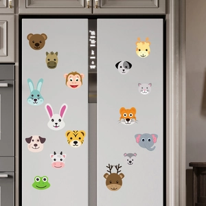 Autocollants muraux animaux mignons lumineux avec 16 dessins animés pour enfants