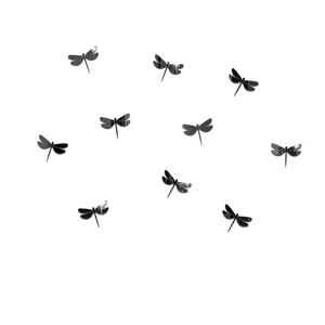 Vue détaillée de stickers muraux 3D libellules avec effets miroirs et textures des ailes
