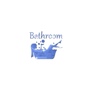 Blue mirror acrylic bathroom wall decal with feminine silhouette and text design