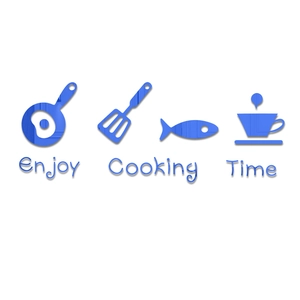Blue 3D acrylic mirror kitchen wall stickers featuring Enjoy Cooking Time text and icons