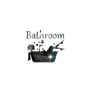 Detail of 3D mirror acrylic bathroom wall sticker with silhouette and text design
