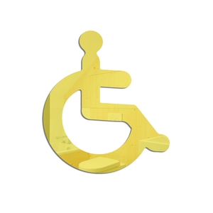 Glossy yellow mirror acrylic disability wheelchair sign for public restroom walls