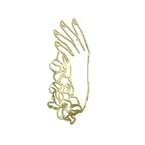Sticker mural miroir doré motif main avec fleurs pour une décoration d'intérieur chic