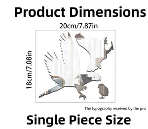 Mirror wall stickers eagle design with dimensions 20x18cm for home decor styling