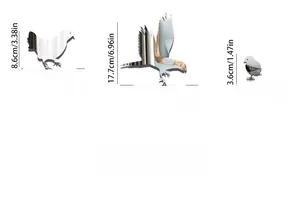 Detailed mirror acrylic eagle and chicken wall stickers with precise size measurements