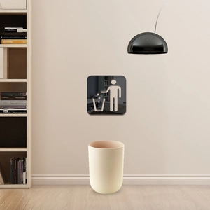 Minimalist cream acrylic trash can indicator sign sticker for modern home and office decor