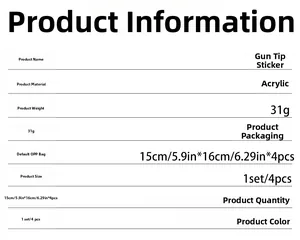 Detailed specifications for acrylic spearhead mirror wall stickers including size and colors