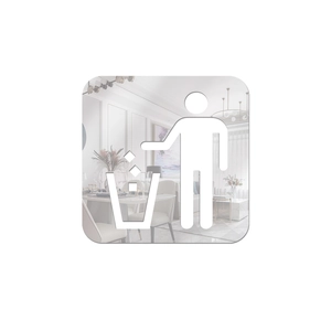 Modern mirror acrylic trash bin sign with a glossy finish for wall decoration