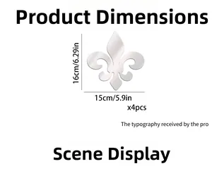 Mirror acrylic fleur-de-lis wall decals measuring 15x16cm, set of 4 pieces for home decor