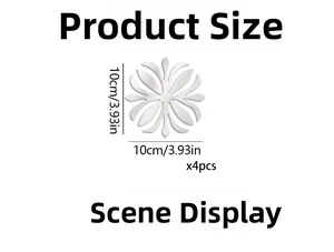 Size specifications for 4 pieces of floral acrylic mirror wall stickers, 10x10cm each