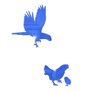 Blue acrylic mirror wall stickers featuring eagle and chicken silhouette set
