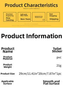 Detailed size specifications for waterproof PVC toilet sticker 29x20cm for smooth surfaces