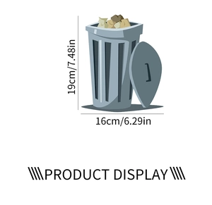 Waterproof PVC toilet sticker showing a trash can design with 19x16cm dimensions