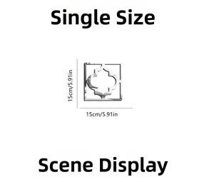 Silver mirror wall sticker featuring a quatrefoil cutout design measuring 15cm x 15cm