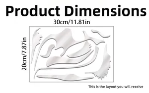 Detailed size chart showing the 30x20cm dimensions of the silver mirror acrylic wall stickers