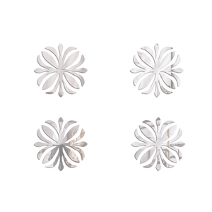 Macro shot of silver acrylic mirror wall stickers with hollow mandala floral pattern