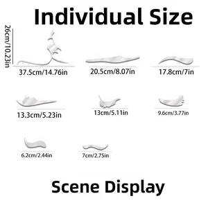 Mirror acrylic wall sticker kit dimensions with silver wave patterns for home decor