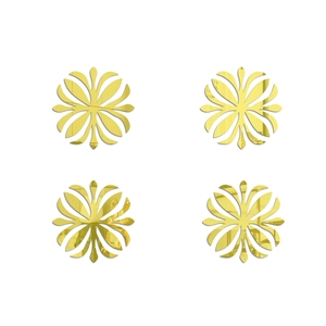 Set of 4 golden floral acrylic mirror wall stickers with reflective surface for home decor