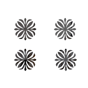 Self-adhesive acrylic mirror wall stickers with symmetrical floral patterns in silver gray