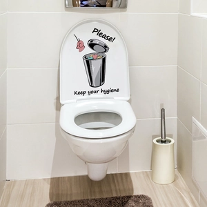 Waterproof PVC toilet lid sticker with Please Keep Your Hygiene colorful sign