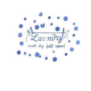 Blue mirror laundry wash dry fold repeat acrylic wall stickers with decorative dots