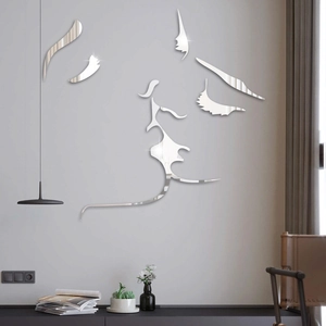 3D mirror acrylic wall sticker featuring a romantic artistic silhouette of a kissing couple