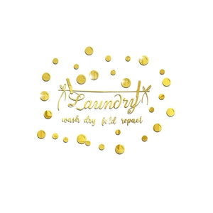 Detail of Laundry mirror wall decals with wash dry fold repeat lettering and bubbles