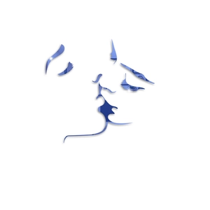Modern blue acrylic mirror wall sticker featuring a romantic lovers kissing silhouette