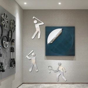 3D Acrylic Mirror Wall Sticker Sports Athlete Silhouette Golf Tennis Baseball Mirror Decal For Living Room Bedroom Decor