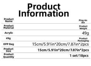 Detailed specifications table for 3D acrylic mirror heart wall stickers in various colors