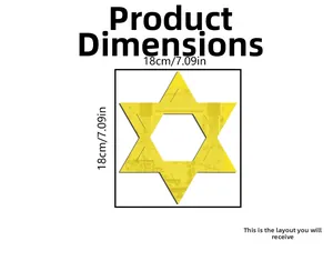 Detailed view showing product size of 18cm yellow mirror acrylic hexagram wall sticker