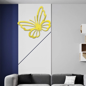 3D golden mirror butterfly wall decals made of acrylic for modern living room decor