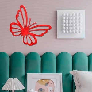 3D red mirror acrylic butterfly wall sticker for minimalist bedroom interior decoration