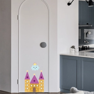 Cartoon castle and smiling cloud waterproof self-adhesive toilet and wall stickers