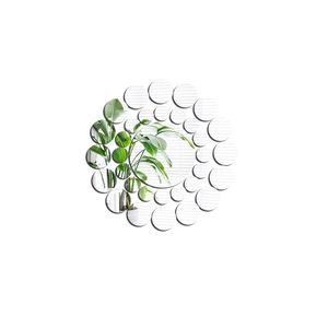 Detail of round mirror wall stickers showing reflective surface and circular layout